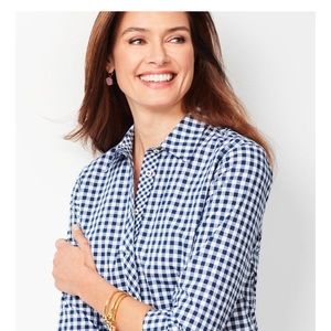 TALBOTS XL blue checked long sleeved shirt